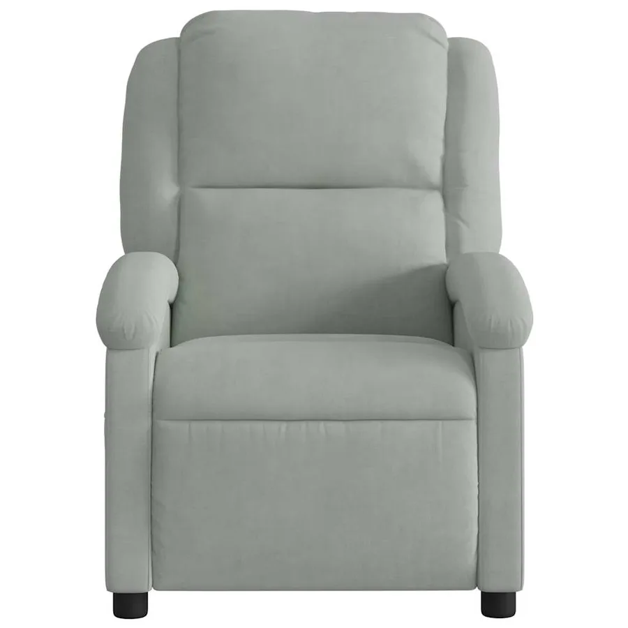 Fauteuil inclinable de massage gris clair velours - 7