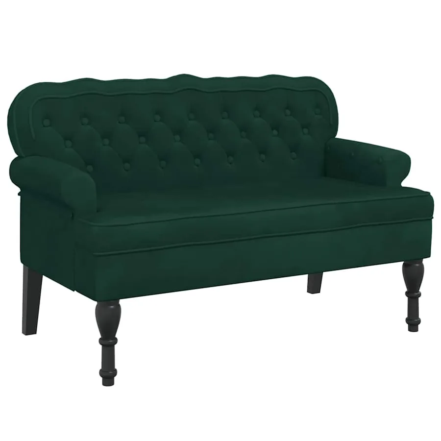 Banc avec dossier vert foncé 119,5x64,5x75 cm velours - 2