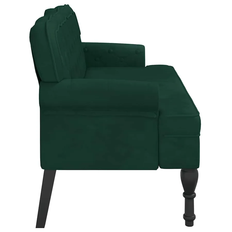 Banc avec dossier vert foncé 119,5x64,5x75 cm velours - 5