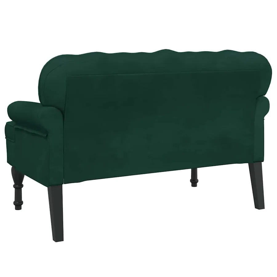 Banc avec dossier vert foncé 119,5x64,5x75 cm velours - 6