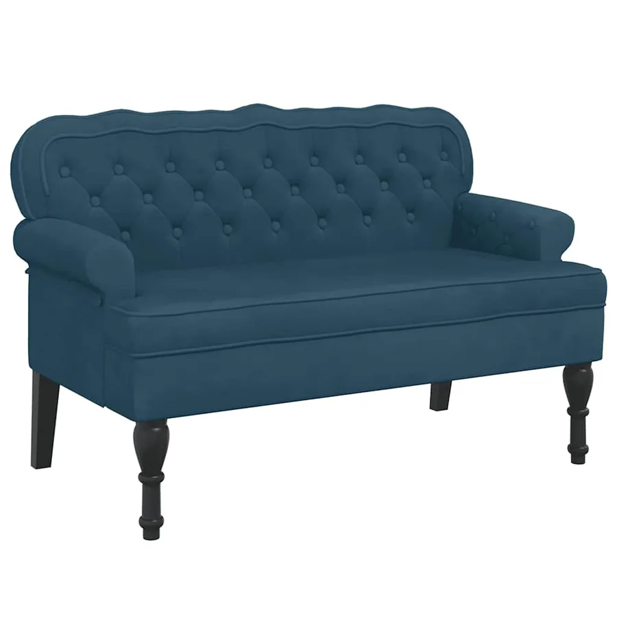 Banc avec dossier bleu 119,5x64,5x75 cm velours - 2