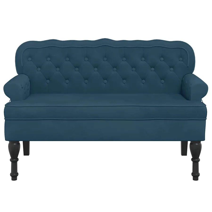 Banc avec dossier bleu 119,5x64,5x75 cm velours - 3