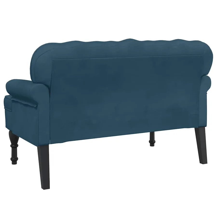Banc avec dossier bleu 119,5x64,5x75 cm velours - 5