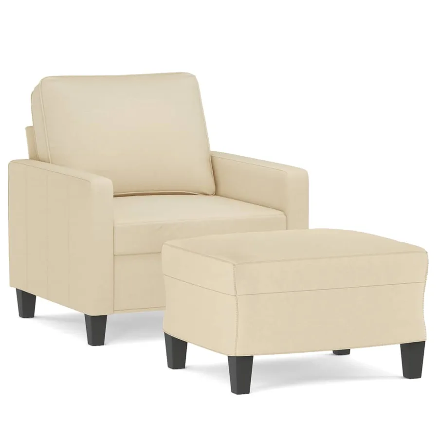 Fauteuil avec repose-pied Crème 60 cm Tissu - 2
