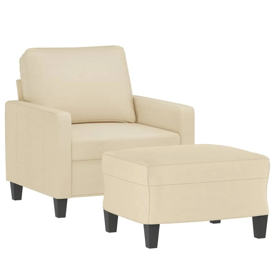 Fauteuil avec repose-pied Crème 60 cm Tissu - 3