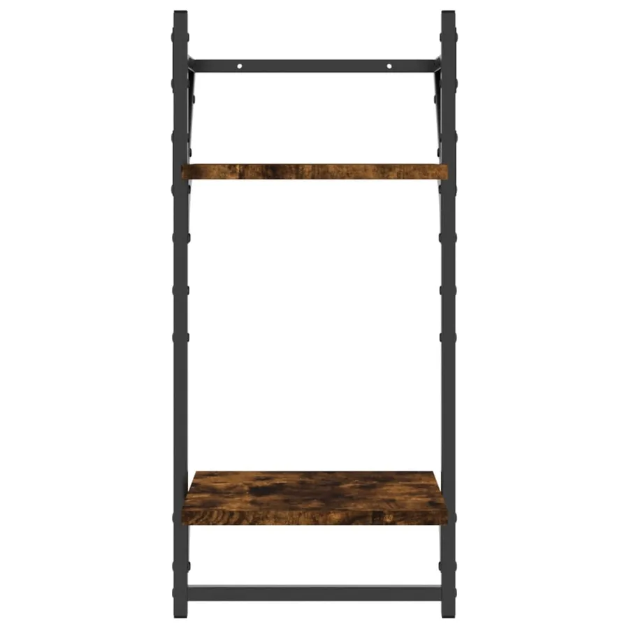 Étagères murales à 2 niveaux avec barres 2 pcs chêne fumé - 5