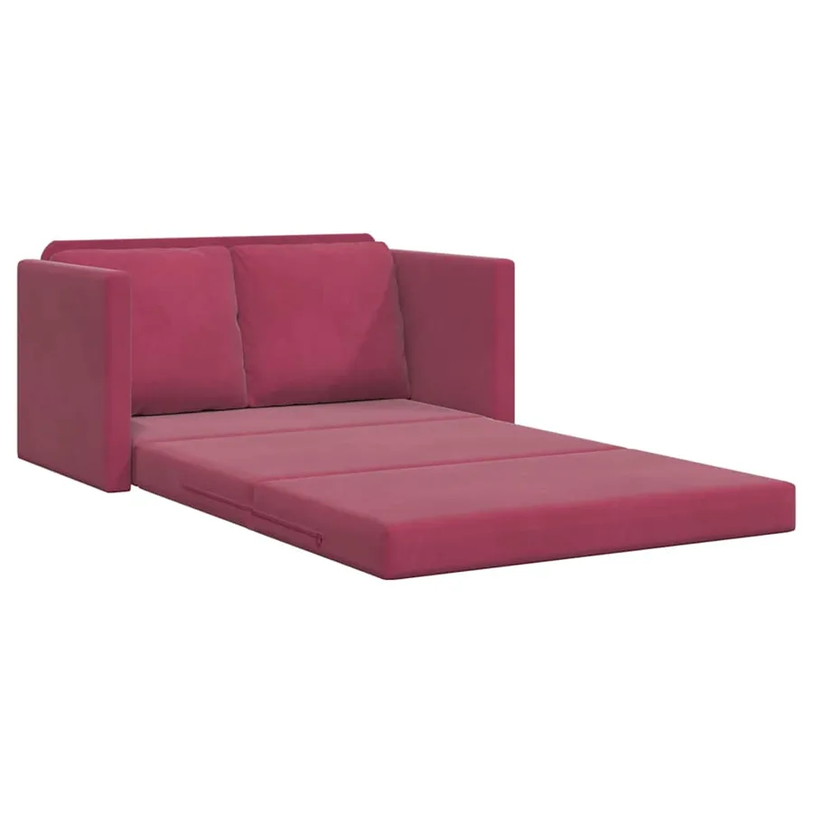 Canapé-lit 2 en 1 rouge bordeaux 122x204x55 cm velours - 4