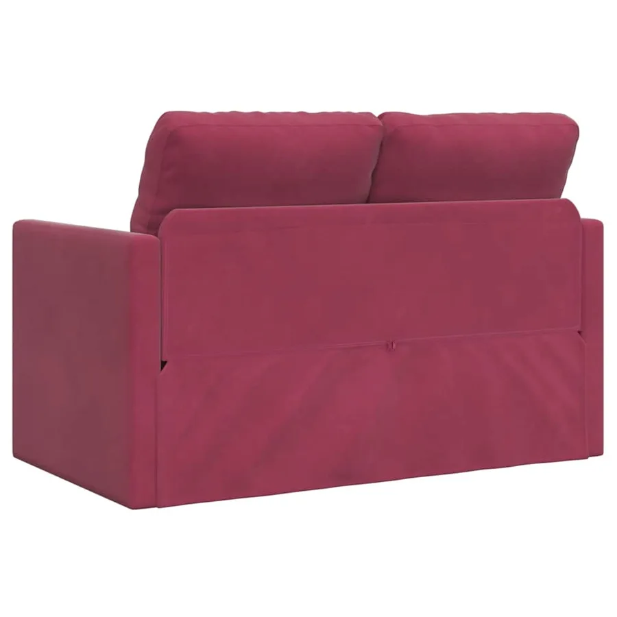 Canapé-lit 2 en 1 rouge bordeaux 122x204x55 cm velours - 7