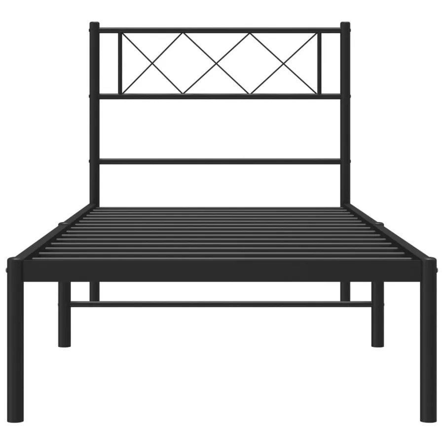 Cadre de lit métal sans matelas avec tête de lit noir 80x200 cm - 4