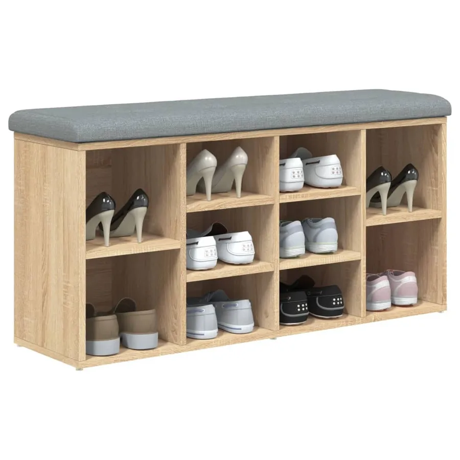Banc à chaussures chêne sonoma 102x32x50 cm bois d'ingénierie - 7