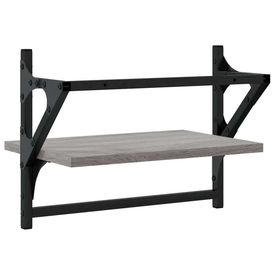 Étagères murales avec barres 2 pcs sonoma gris 40x25x30 cm - 7