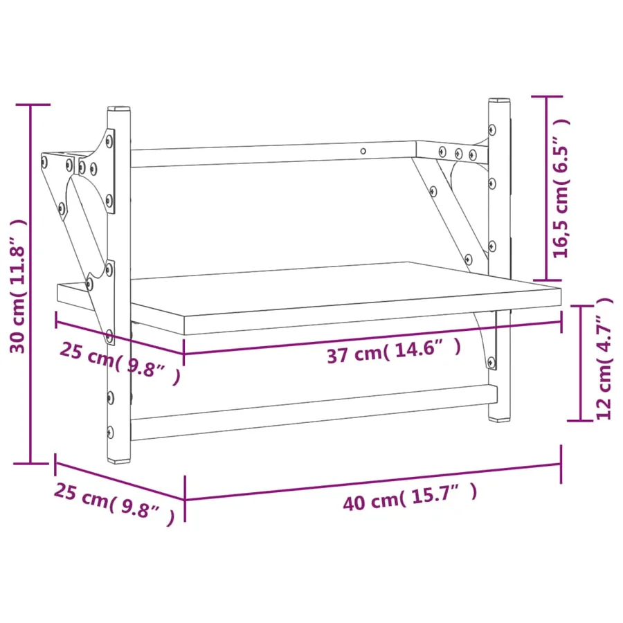 Étagères murales avec barres 2 pcs sonoma gris 40x25x30 cm - 9