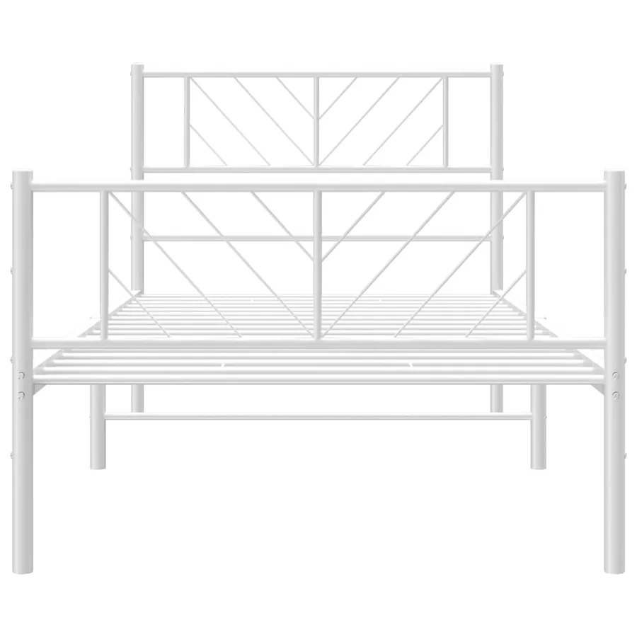 Cadre de lit métal sans matelas avec pied de lit blanc 75x190cm - 5