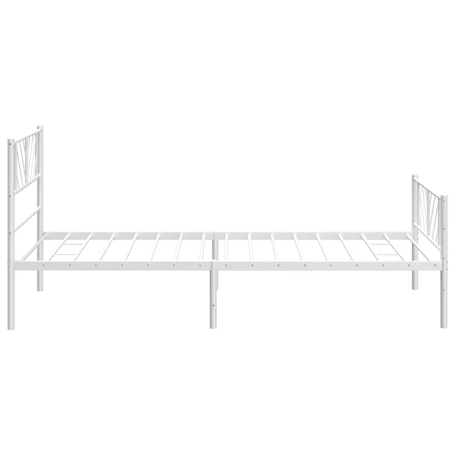 Cadre de lit métal sans matelas avec pied de lit blanc 75x190cm - 6