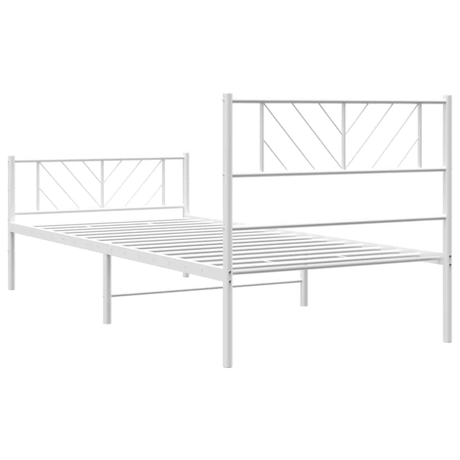 Cadre de lit métal sans matelas avec pied de lit blanc 75x190cm - 7