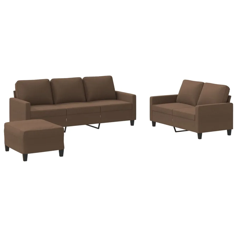 Ensemble de canapés 3 pcs avec coussins Marron Tissu - 2