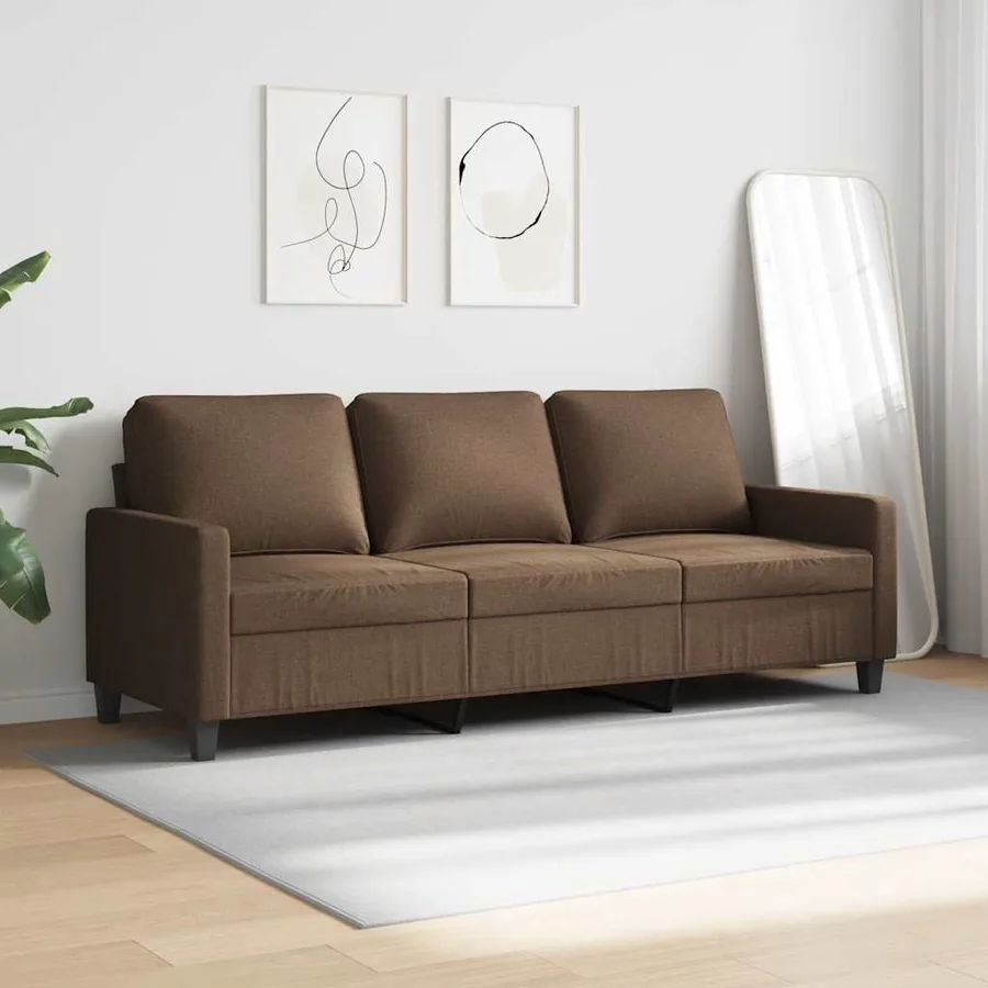 Canapé à 3 places Marron 180 cm Tissu - 3