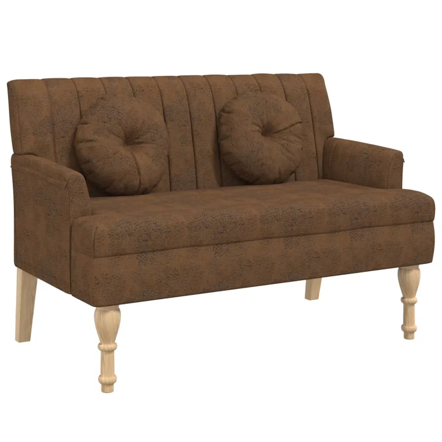 Banc avec coussins marron 113x64,5x75,5 cm similicuir daim - 2
