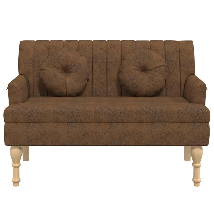 Banc avec coussins marron 113x64,5x75,5 cm similicuir daim - 3