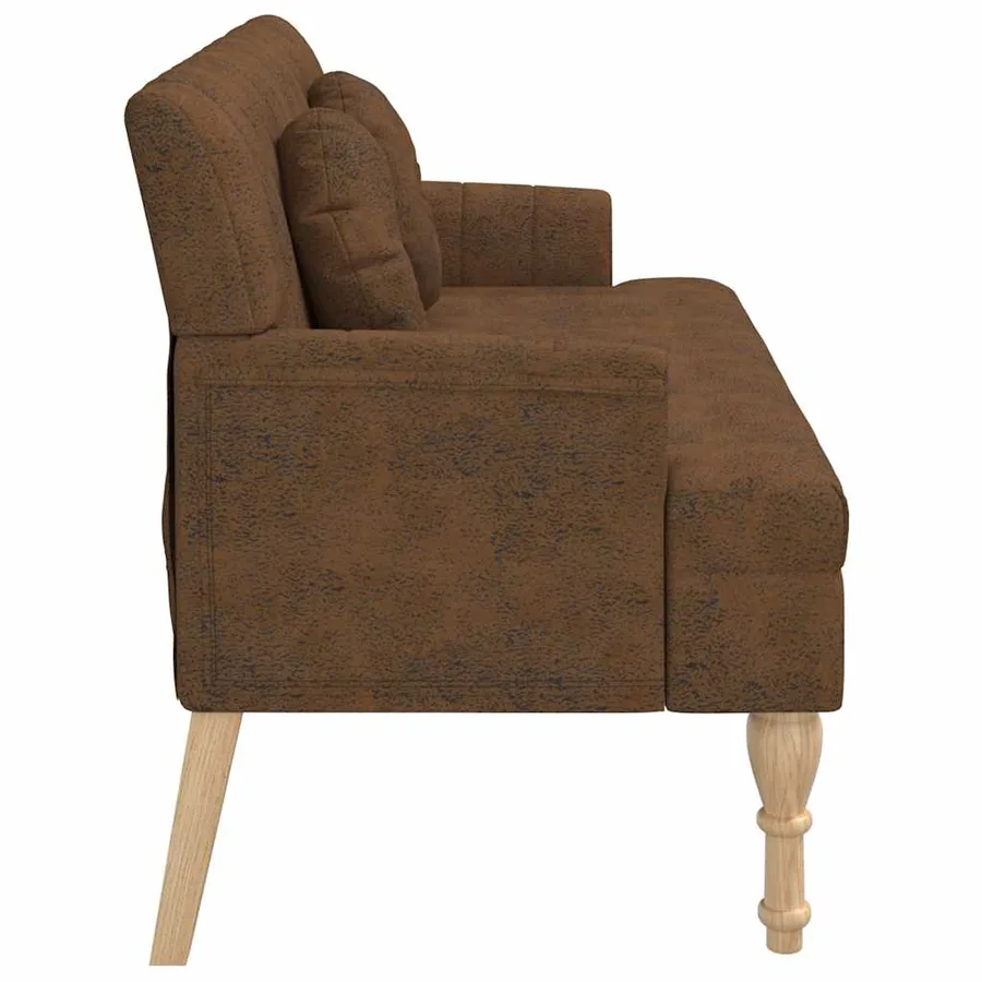 Banc avec coussins marron 113x64,5x75,5 cm similicuir daim - 4