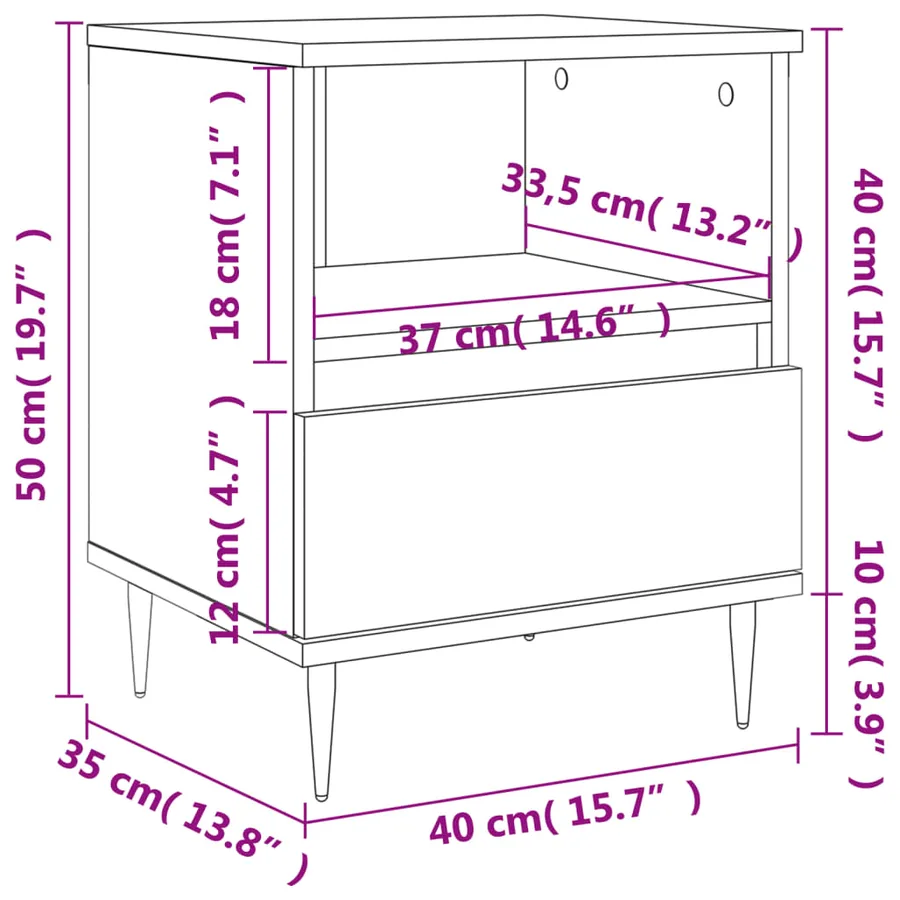 Tables de chevet 2 pcs blanc brillant 40x35x50 cm - 12