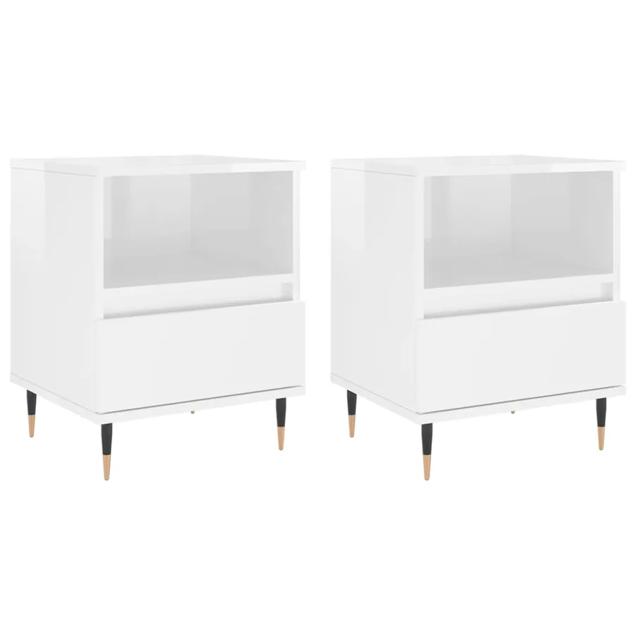 Tables de chevet 2 pcs blanc brillant 40x35x50 cm - 2