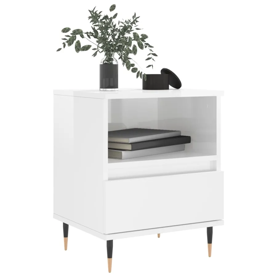 Tables de chevet 2 pcs blanc brillant 40x35x50 cm - 3