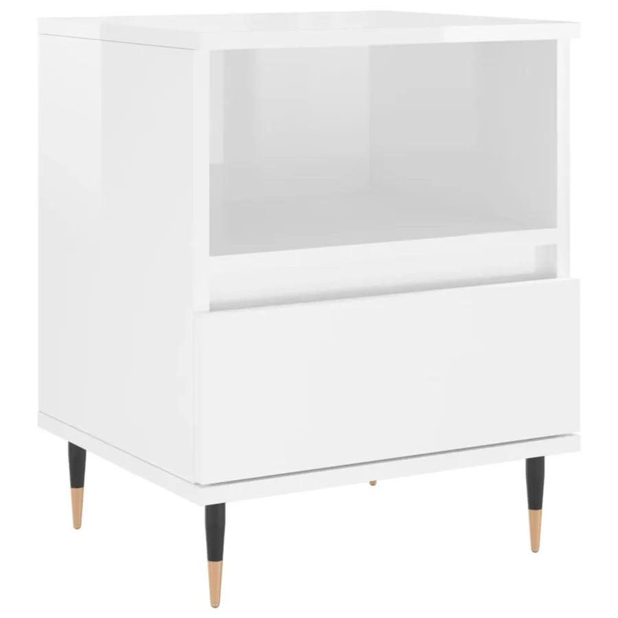 Tables de chevet 2 pcs blanc brillant 40x35x50 cm - 5