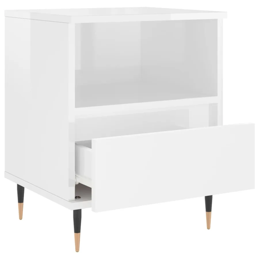 Tables de chevet 2 pcs blanc brillant 40x35x50 cm - 6
