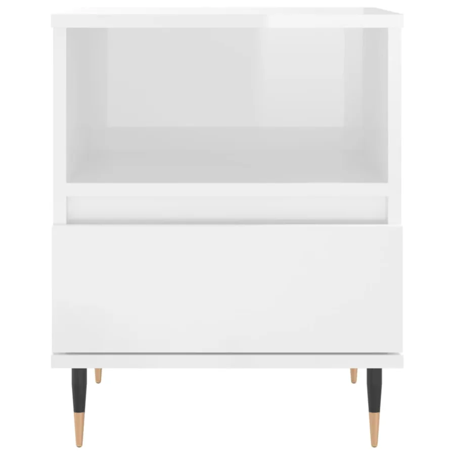 Tables de chevet 2 pcs blanc brillant 40x35x50 cm - 7