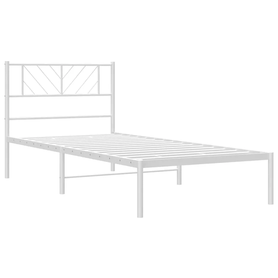 Cadre de lit métal sans matelas avec tête de lit blanc 90x190cm - 4