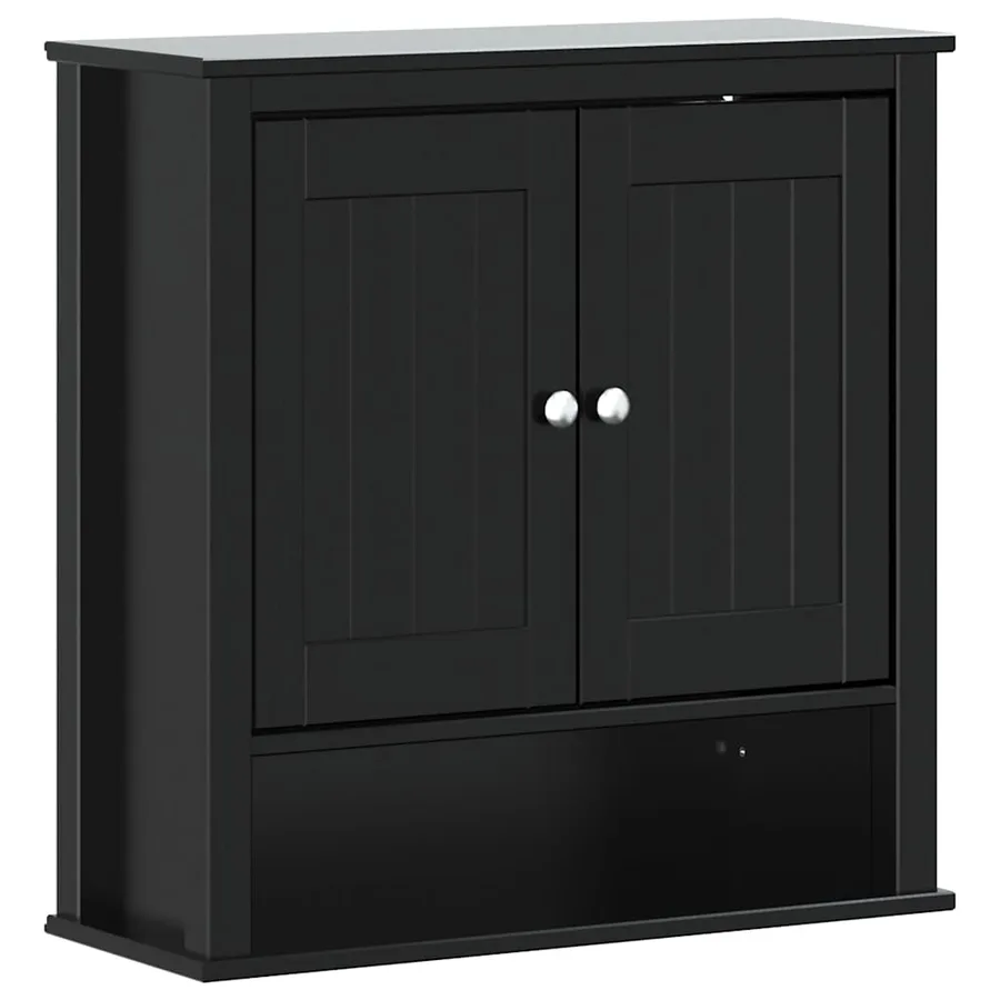 Armoire murale de salle de bain BERG noir bois massif - 2