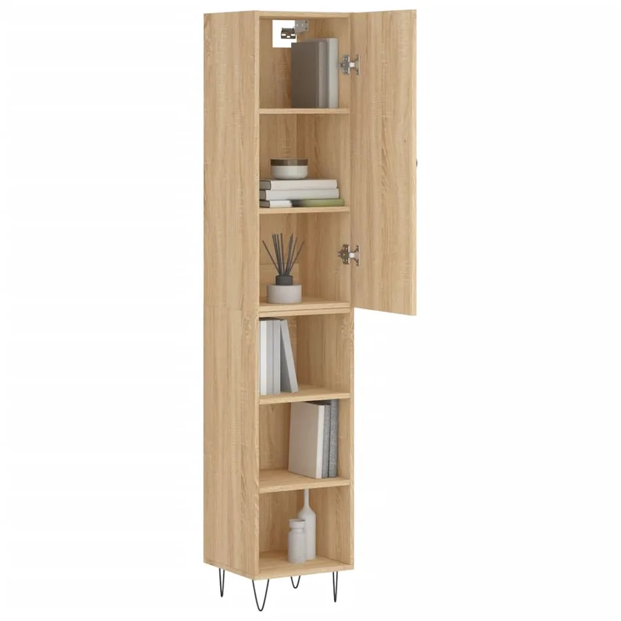 Buffet haut Chêne sonoma 34,5x34x180 cm Bois d'ingénierie - 3