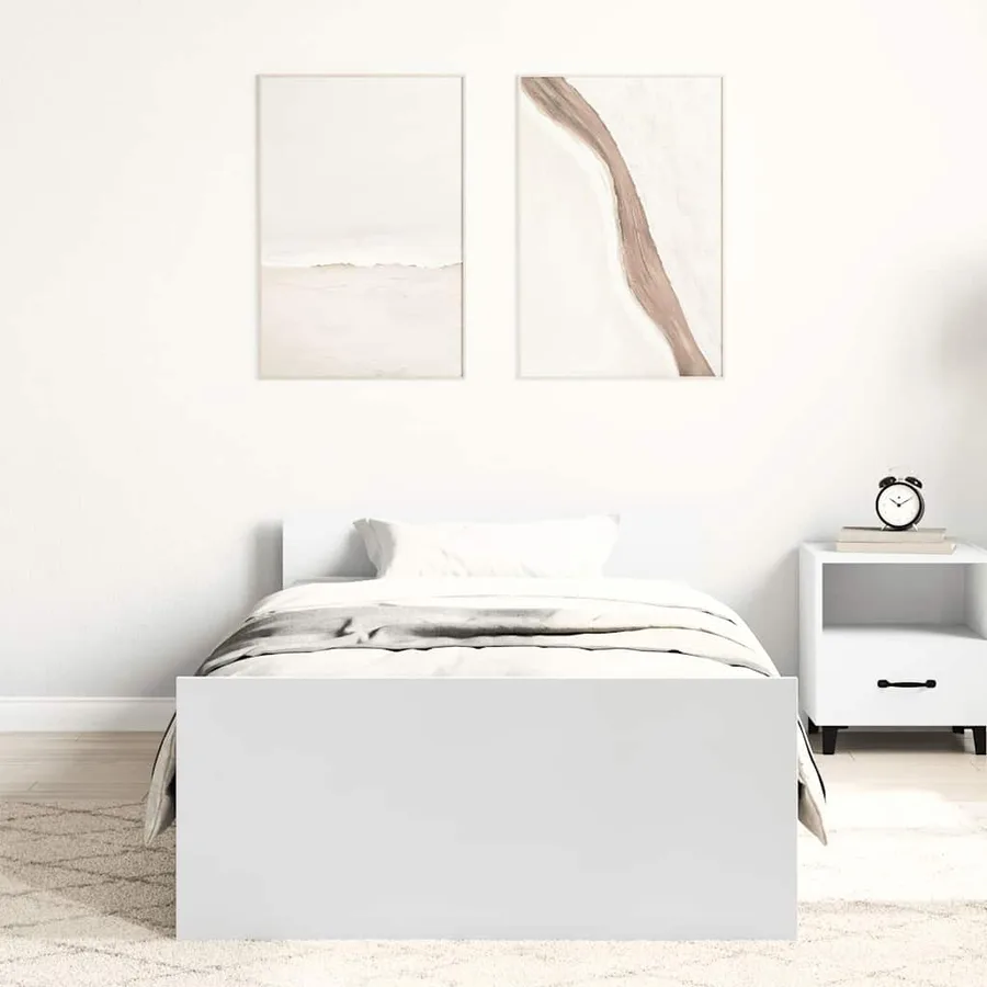 Cadre de lit sans matelas blanc 90x200 cm bois d'ingénierie - 3