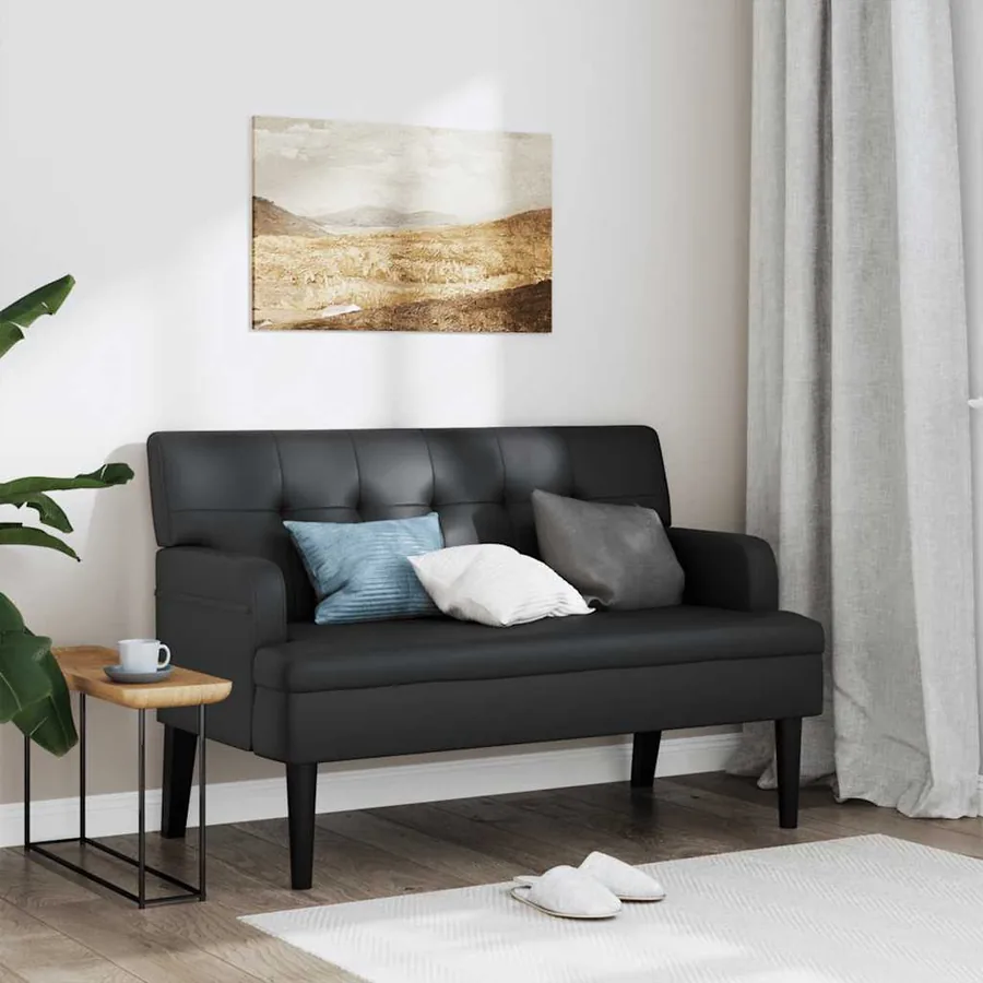 Banc avec dossier Noir 112x65,5x75 cm Similicuir
