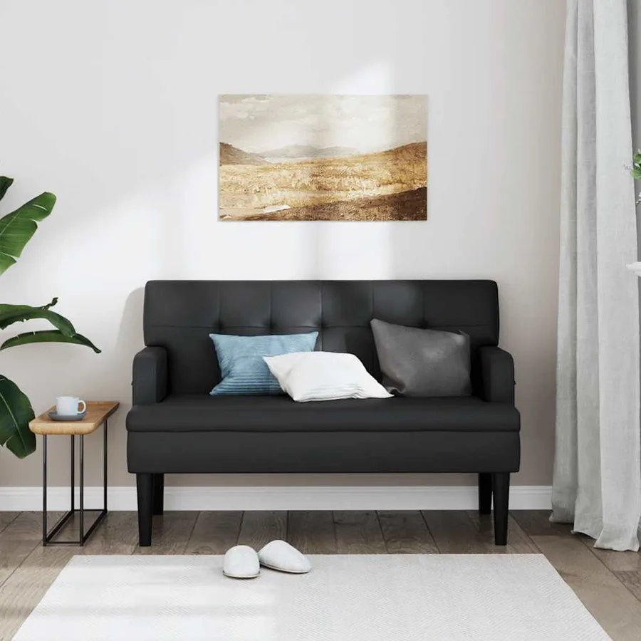 Banc avec dossier Noir 112x65,5x75 cm Similicuir - 3