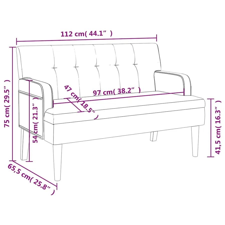 Banc avec dossier Noir 112x65,5x75 cm Similicuir - 9