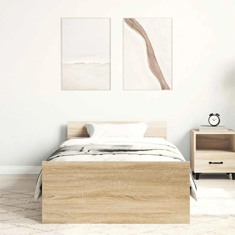 Cadre de lit sans matelas chêne sonoma 90x200 cm - 3