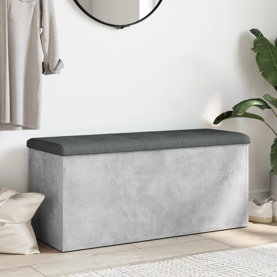 Banc de rangement gris béton 102x42x45 cm bois d'ingénierie - 3