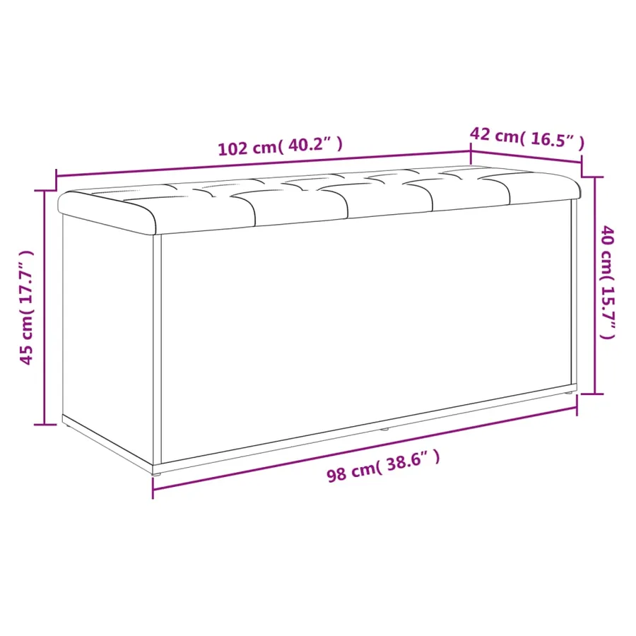 Banc de rangement gris béton 102x42x45 cm bois d'ingénierie - 9