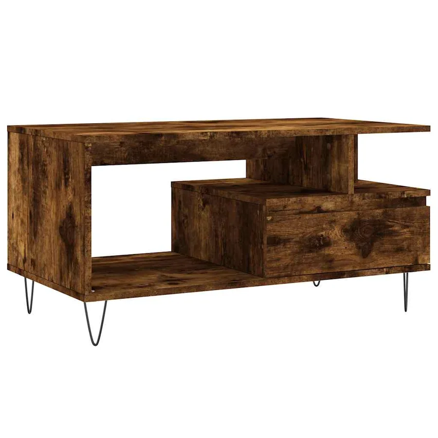 Table basse Chêne fumé 90x49x45 cm Bois d'ingénierie - 2