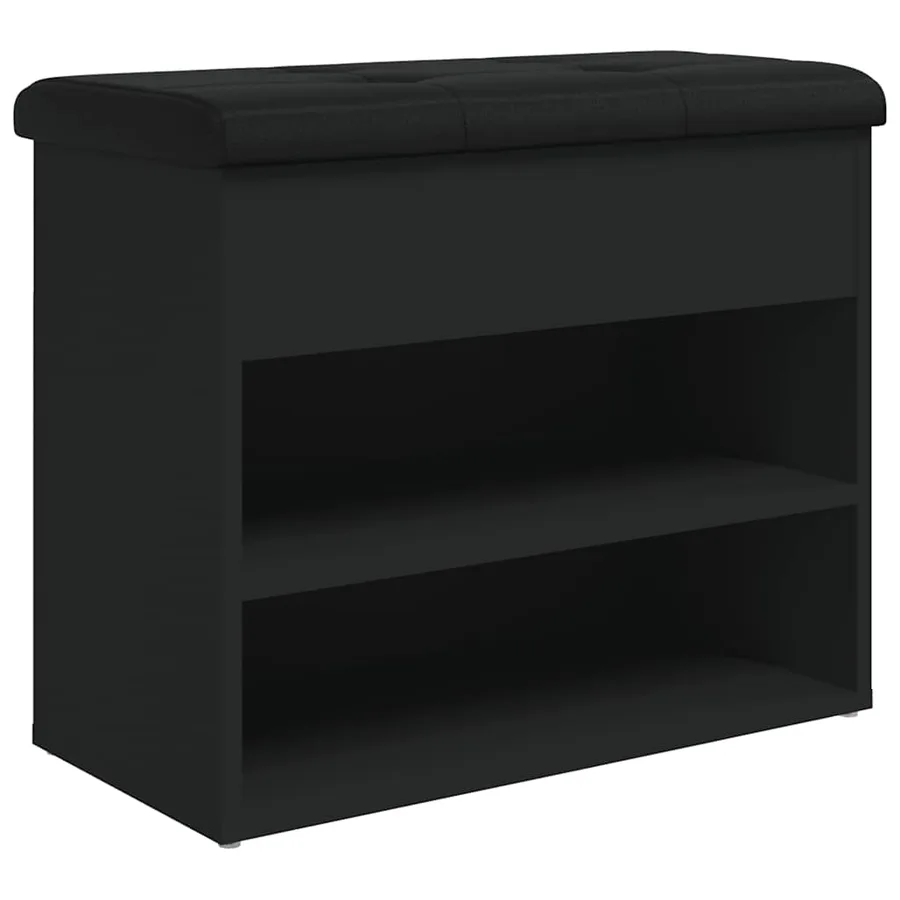 Banc à chaussures noir 62x32x50 cm bois d'ingénierie - 2