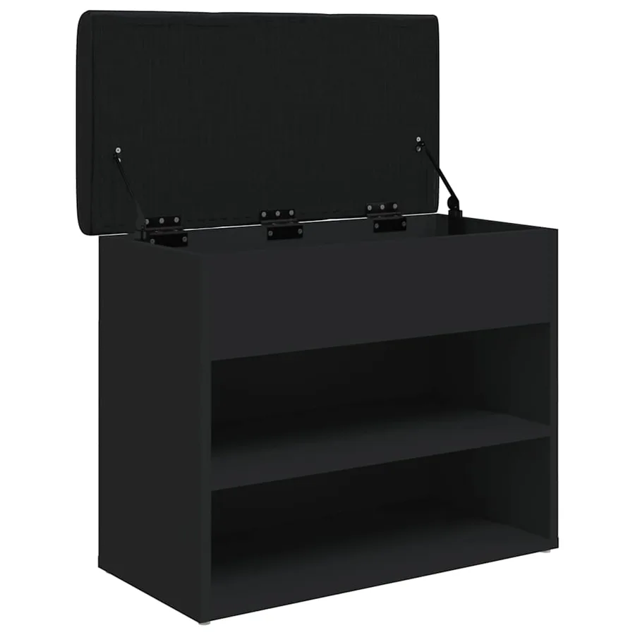 Banc à chaussures noir 62x32x50 cm bois d'ingénierie - 5