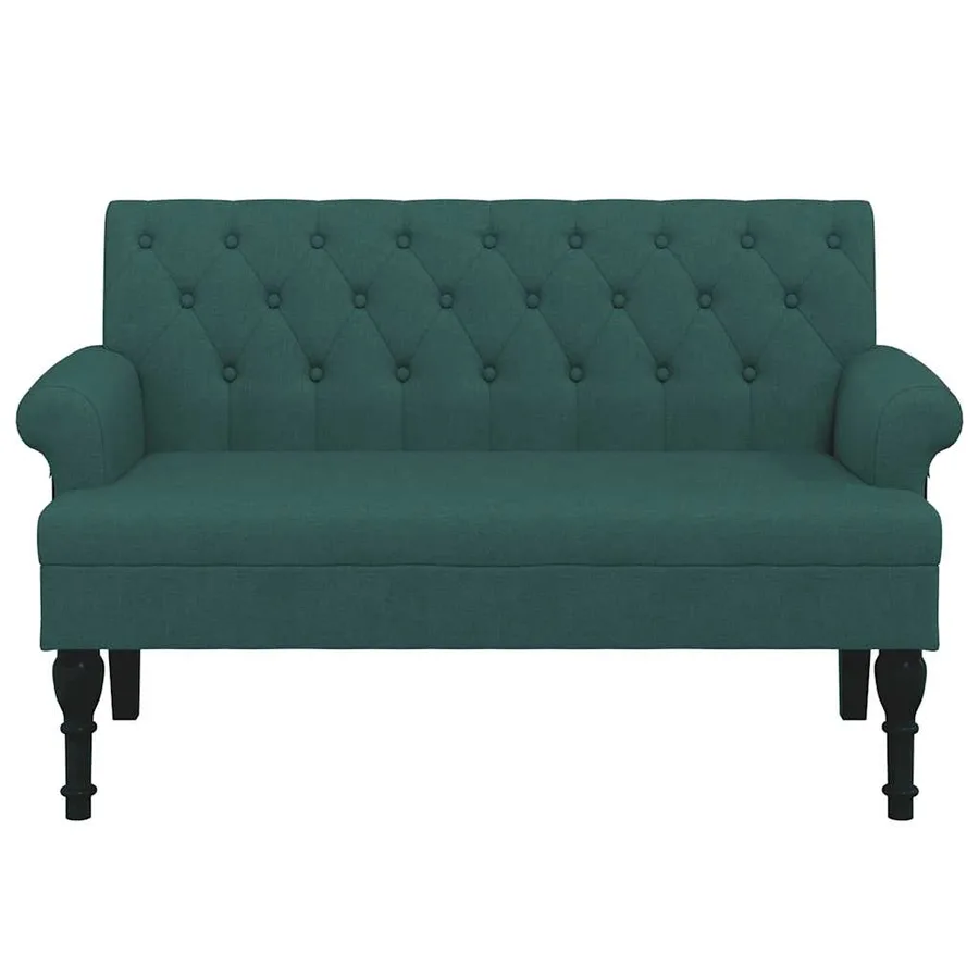 Banc avec dossier vert foncé 120x62x75,5 cm tissu - 4