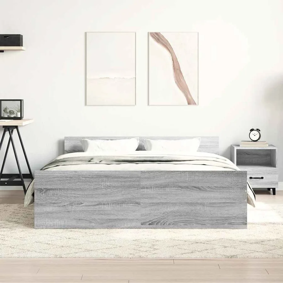 Cadre de lit sans matelas sonoma gris 120x200 cm - 3