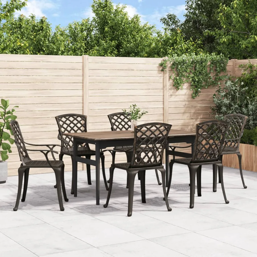 Chaises de jardin lot de 6 fonte d'aluminium bronze