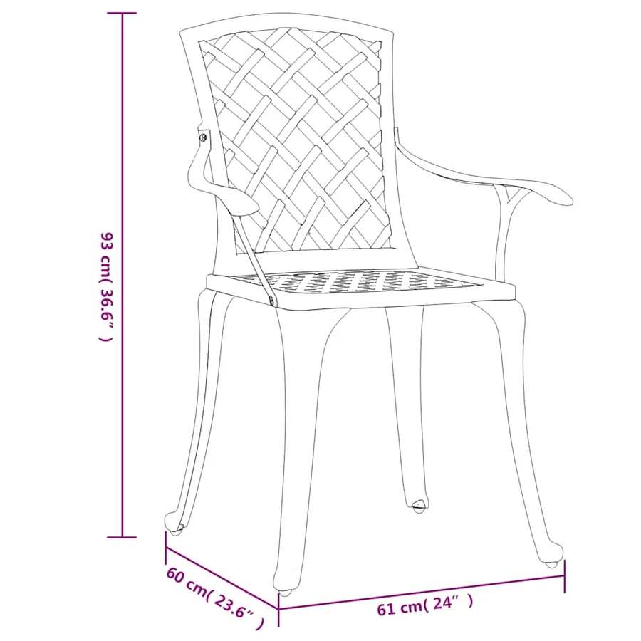 Chaises de jardin lot de 6 fonte d'aluminium bronze - 10