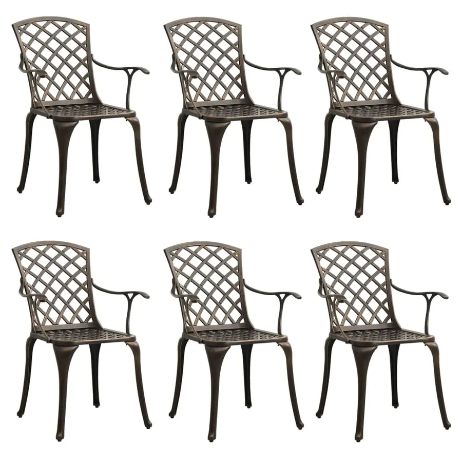 Chaises de jardin lot de 6 fonte d'aluminium bronze - 2
