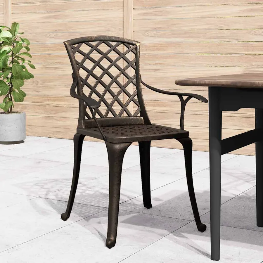 Chaises de jardin lot de 6 fonte d'aluminium bronze - 3