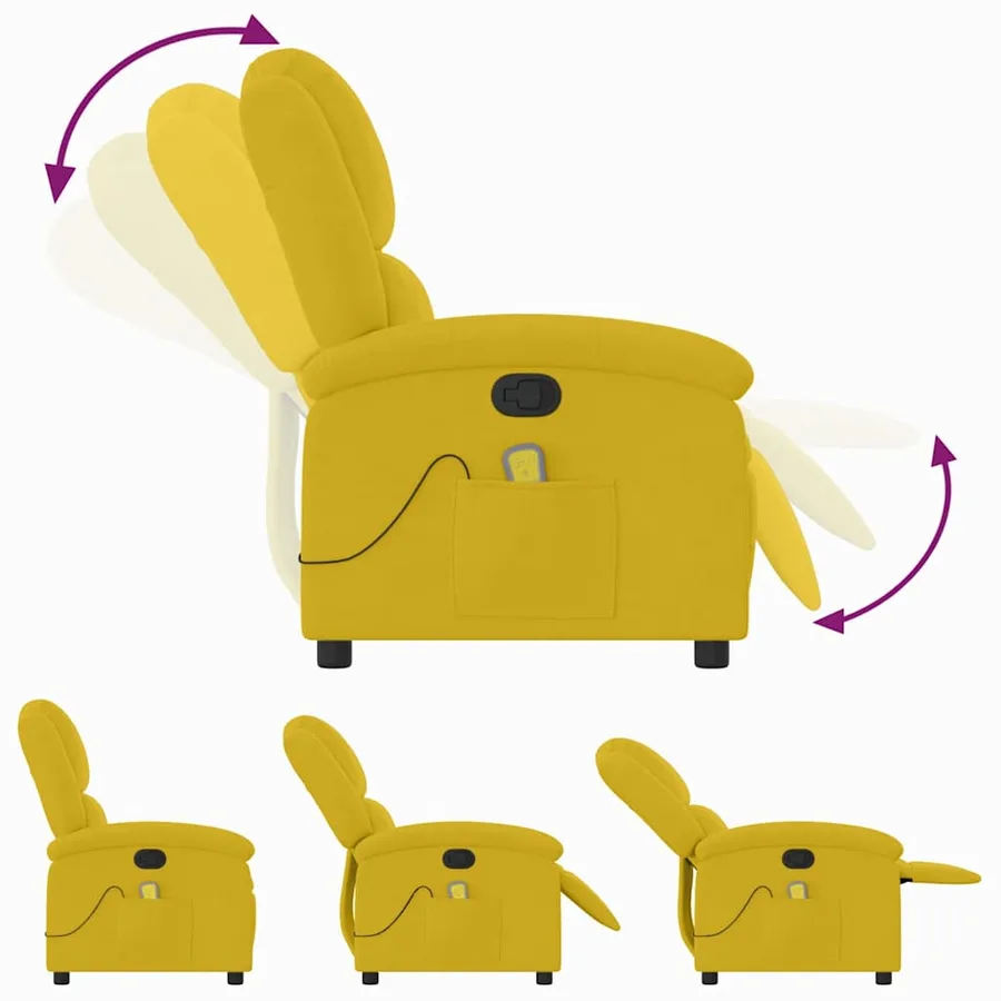 Fauteuil de massage inclinable jaune velours - 7
